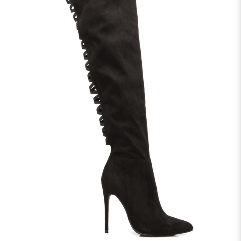 Black thigh high boots